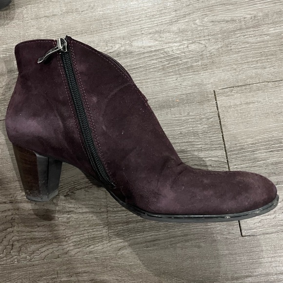 Ara Suede Leather Split Toe Zip Up Block Heel Ankle Boots Shoes - Picture 3 of 4